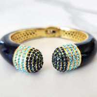 Navy Blue and Pave Stone Cuff