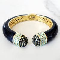 Navy Blue and Pave Stone Cuff