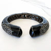 Black Enamel Crystal Pave Cuff Bracelet