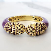 Sterling Silver Rose Gold Plated Butterfly Ring and Purple Enamel Cuff Bracelet