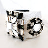 White and Black Jeweled Cuff Bracelet