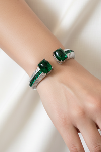 Sterling Silver Emerald Cuff Bracelet