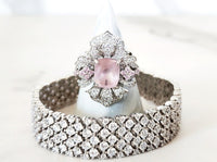 Sterling Silver Pink Ring and Diamond Bracelet