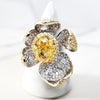 Yellow, Black and White Flower Crystal Clutch Purse, Sterling Silver Citrine Flower Ring and Diamond Tennis Bracelet