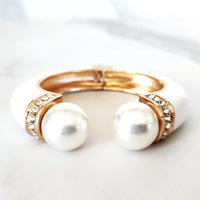 White Resin Pearl Cuff Bracelet