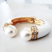 White Resin Pearl Cuff Bracelet