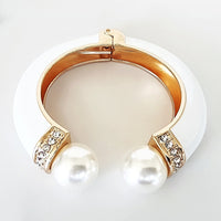 White Resin Pearl Cuff Bracelet