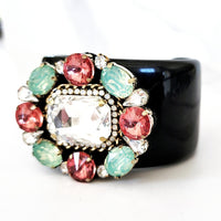 Black Multicolored Jeweled Cuff Bracelet