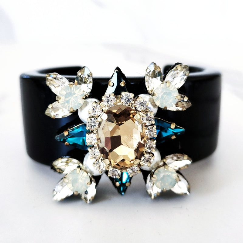 Black Snowflake Cuff Bracelet