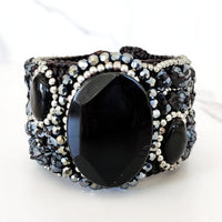 Black Stone Cuff Bracelet