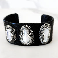 Black Triple Pearl Cuff Bracelet