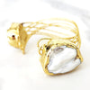 Gold Keshi Pearl Cuff Bracelet