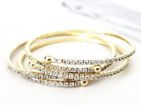 Sterling Silver Gold Plated Diamond Wrap Bracelets, Stack of 3