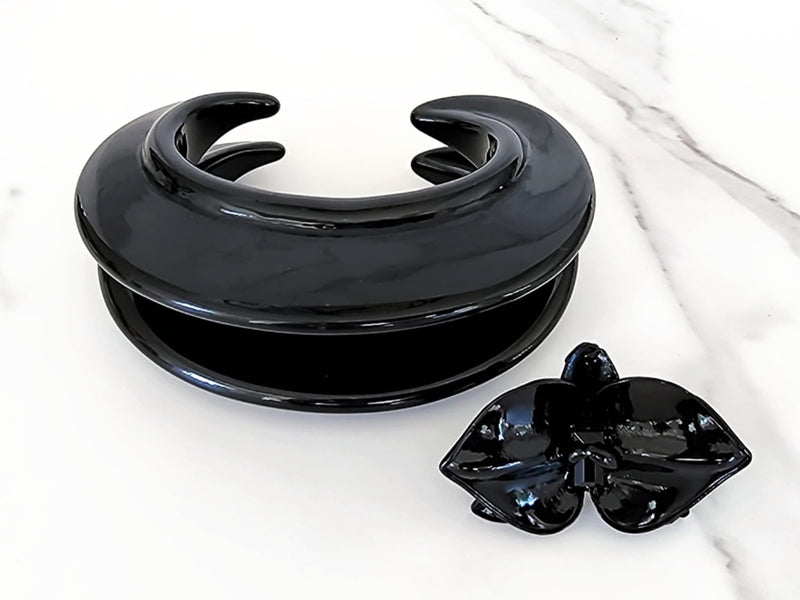 Black Resin Cuffs and Black Orchid Ring