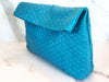 Teal Blue Leather Clutch