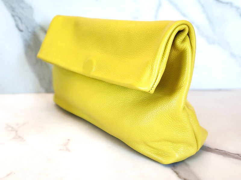 Yellow Leather Clutch Purse, Sterling Silver Pave Bow Ring and 2 Yellow Diamond Tennis Bracelets