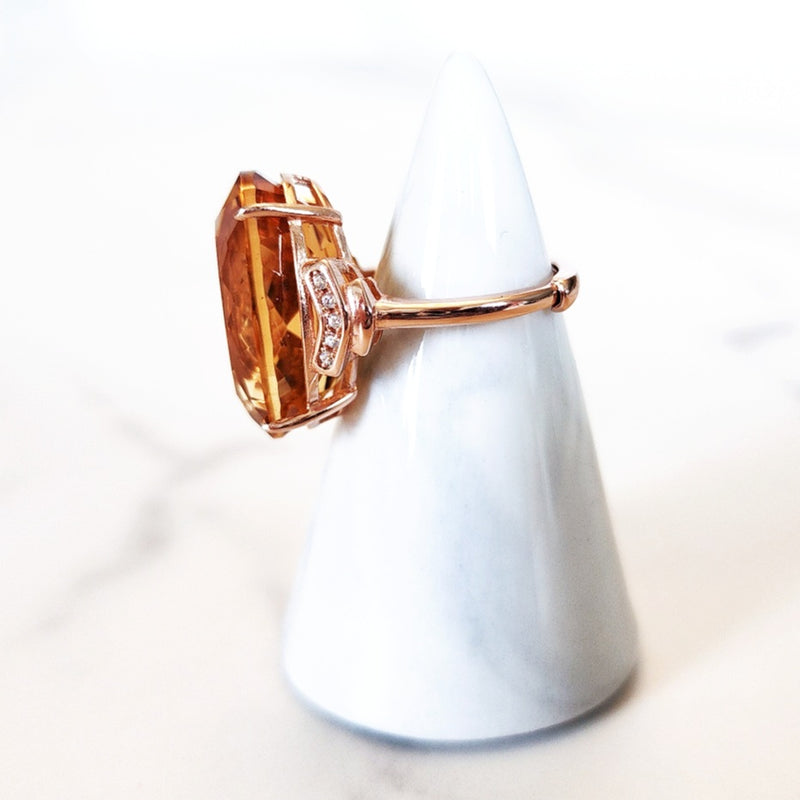 Sterling Silver Rose Gold Citrine Ring