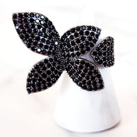 Black Pave Flower Ring