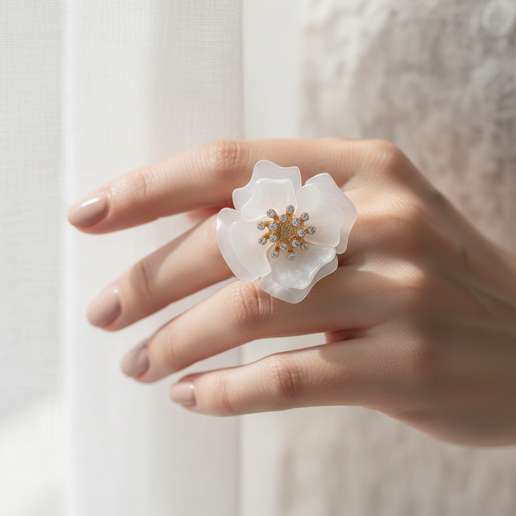White Flower Ring