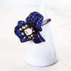 Sterling Silver Blue Pave Flower Ring