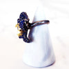 Sterling Silver Blue Pave Flower Ring