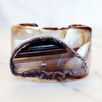 Brown Agate Slice Cuff Bracelet