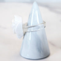 Small White Plastic Flower Ring