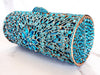 Teal Blue Crystal Clutch