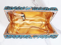 Teal Blue Crystal Clutch