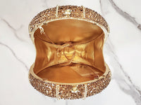 Gold Round Crystal Clutch