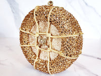 Gold Round Crystal Clutch