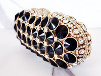 Black and Gold Crystal Clutch and Black Glass Ring