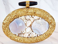 Gold Agate Slice Clutch