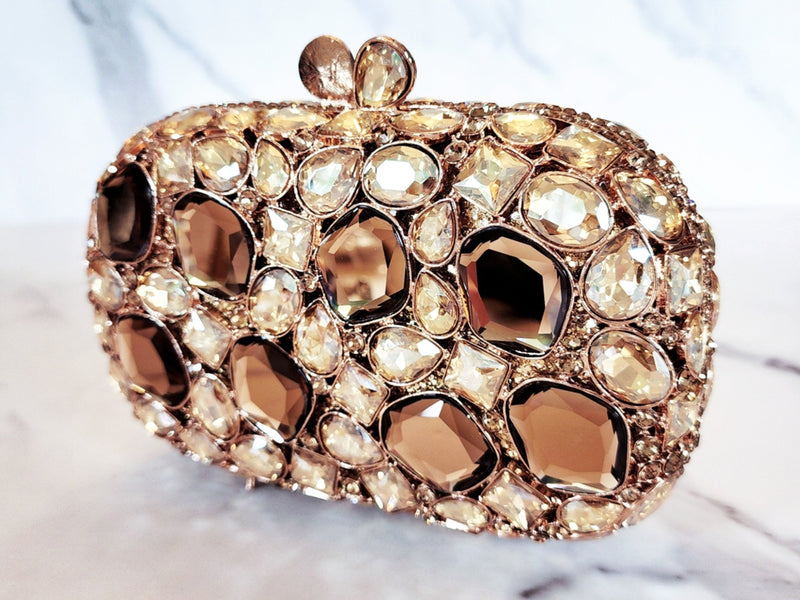 Brown Crystal Clutch