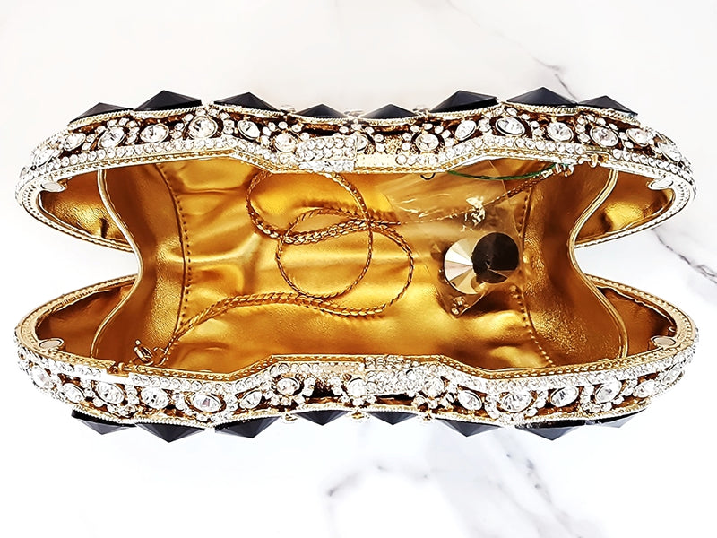 Black And Gold Crystal Clutch