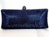 Navy Blue Crystal Clutch Purse, Sterling Silver Sapphire Modern Ring and Art Deco Bracelet