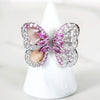 Sterling Silver Pink Butterfly Ring