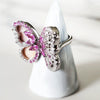 Sterling Silver Pink Butterfly Ring