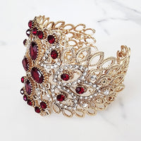 Red and Gold Jeweled Cuff Bracelet