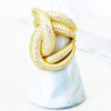 Sterling Silver 14K Gold Plated Pave Diamond Twist Ring