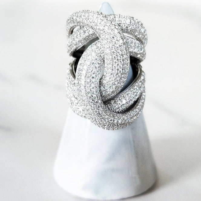 Sterling Silver Pave Diamond Twist Ring