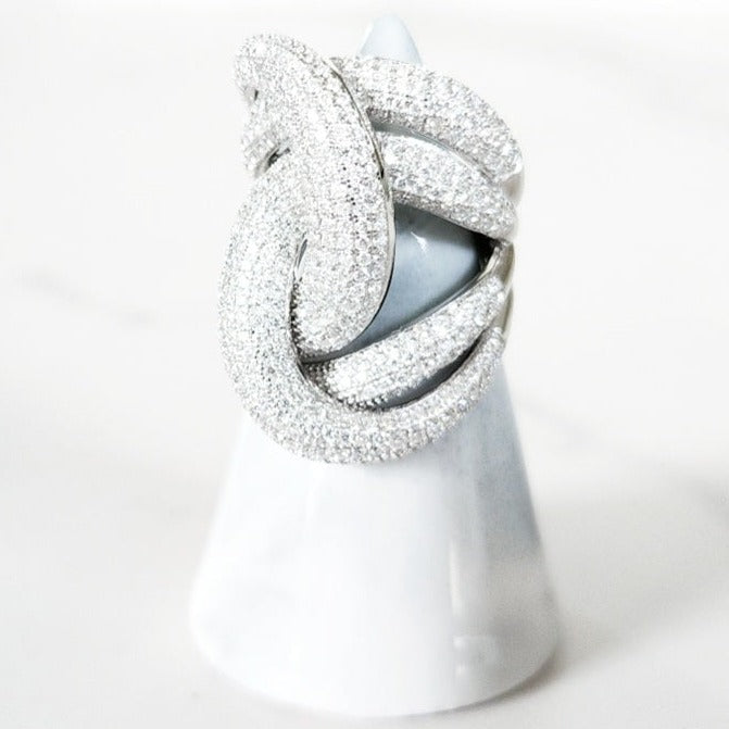 Sterling Silver Pave Diamond Twist Ring