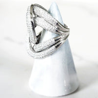 Sterling Silver Pave Diamond Twist Ring