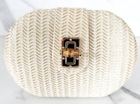 Ivory Rattan Clutch