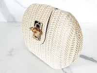 Ivory Rattan Clutch