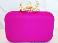 Hot Pink Gold Flower Clutch