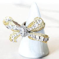 Sterling Silver Handmade Pave Bow Ring