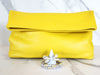 Yellow Leather Clutch Purse, Sterling Silver Pave Bow Ring and 2 Yellow Diamond Tennis Bracelets