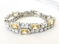 Double Sterling Silver And Yellow Diamond Bracelets