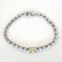 Double Sterling Silver And Yellow Diamond Bracelets